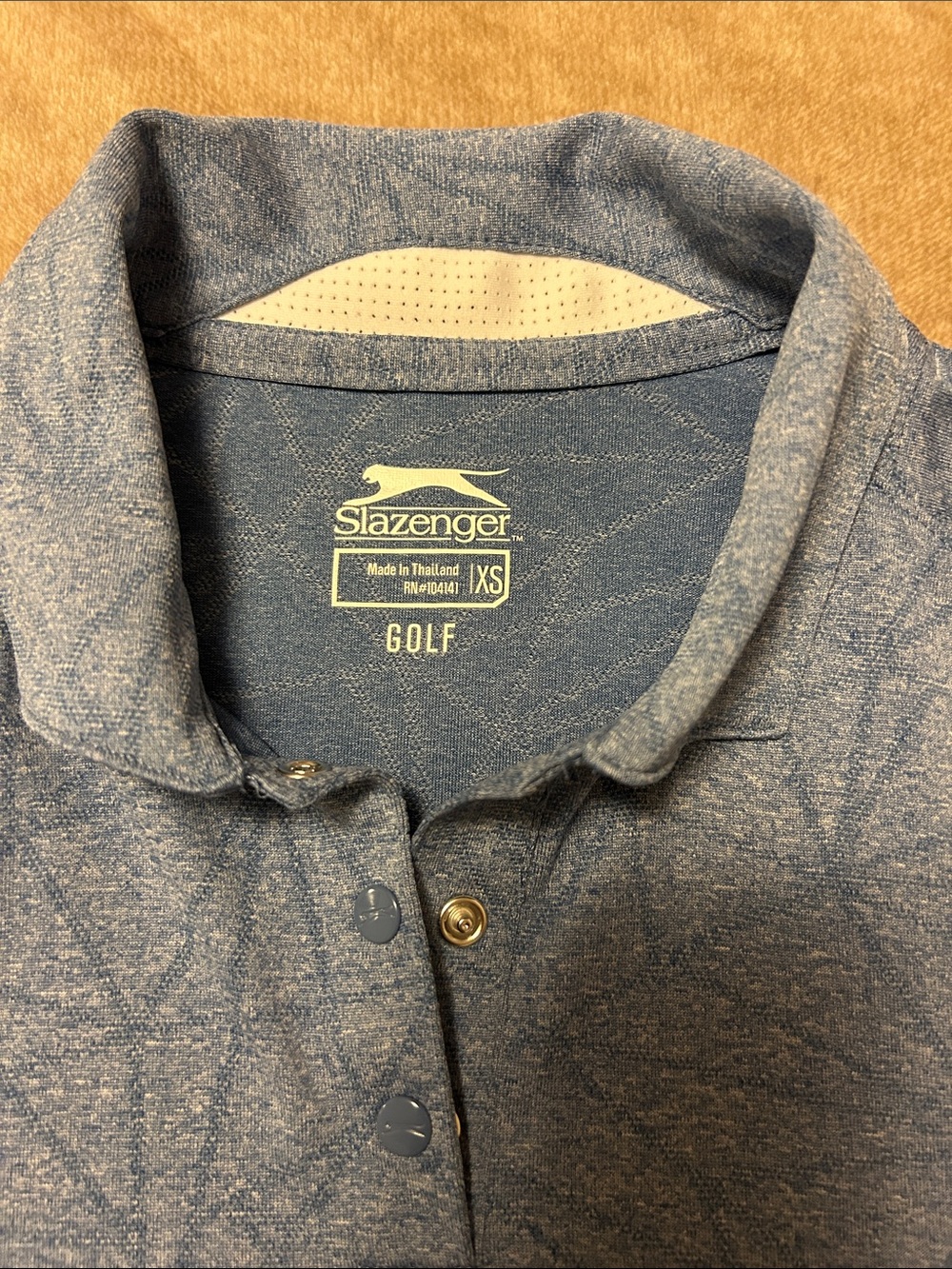 Slazenger Golf Blue Heathered Geometric Polo, Size XS - Picture 2 of 7